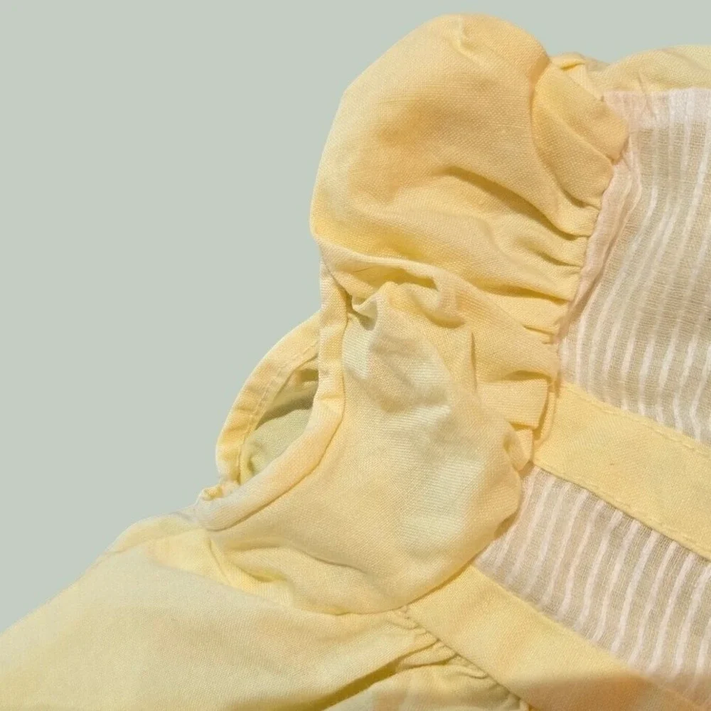 Baby Togs Vintage Sun Dress Kids 18M Yellow Peter Pan Collar Lace Trim